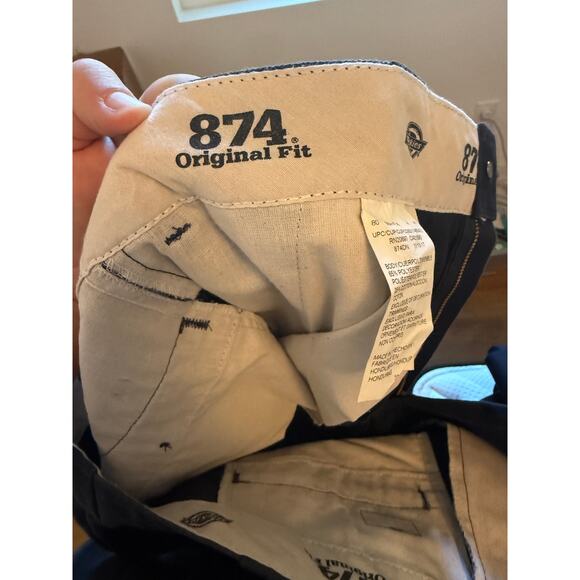 Men's Dickies 874 Original Fit Dark Navy Blue Safety Stripe Pants 38x30 - Picture 6 of 6